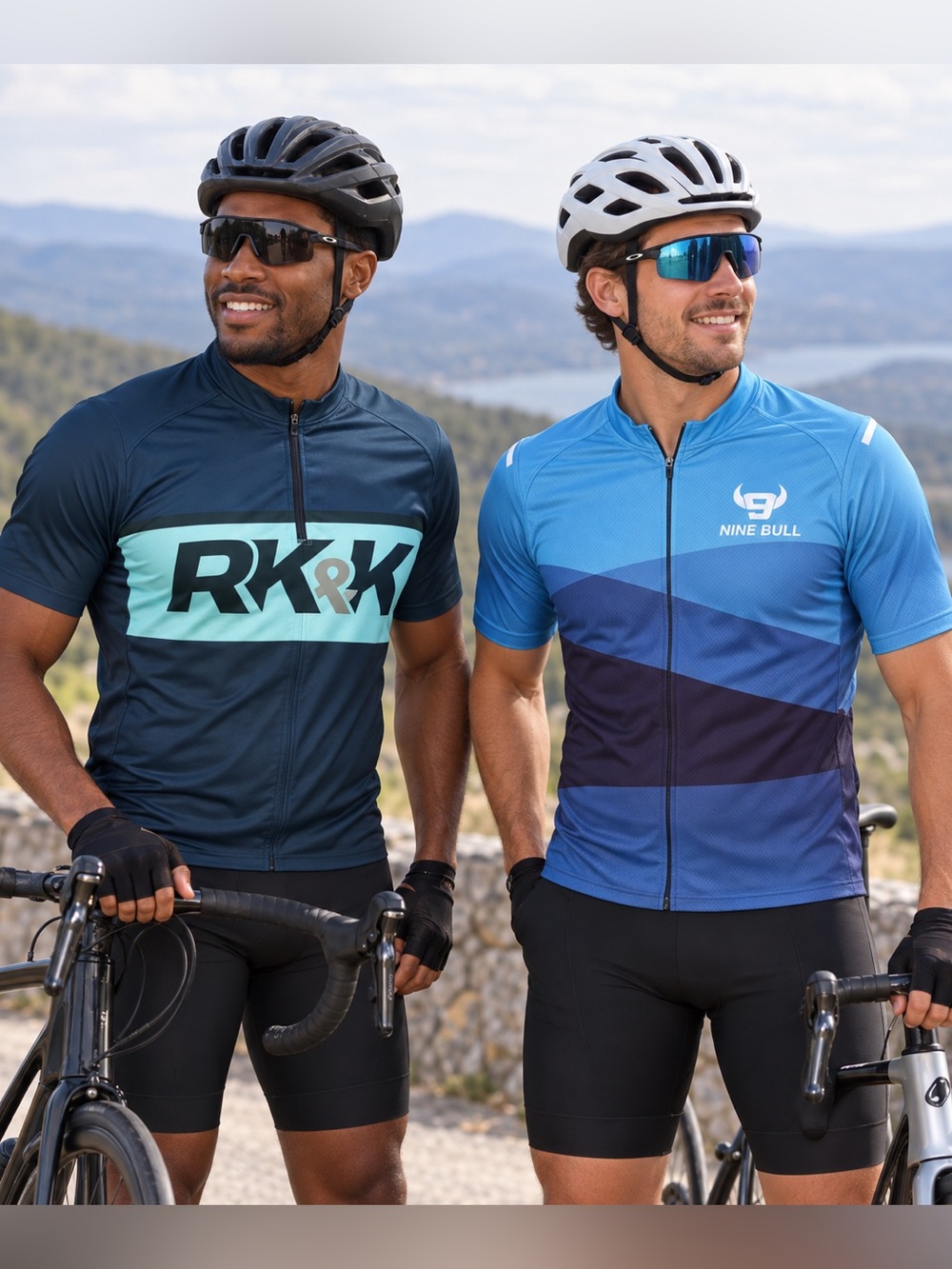2 Men’s Cycling Jerseys Bundle R&K + Nine Bull Size M & XL Bike Shirts